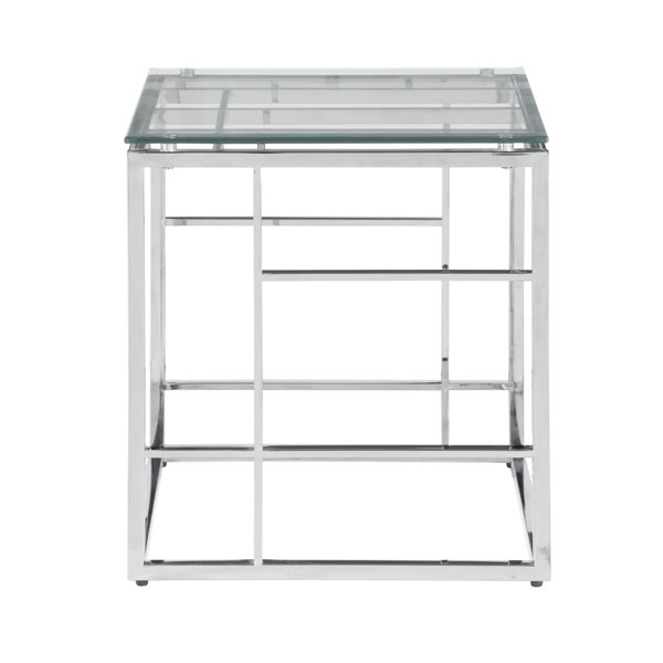 Orren Ellis Bedale Glass Top Frame End Table Wayfair